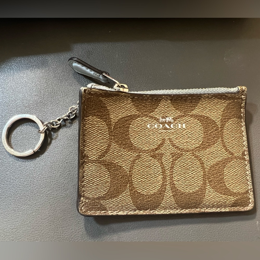 Coach Cardholder in Signature Canvas and Baby Blue Leather